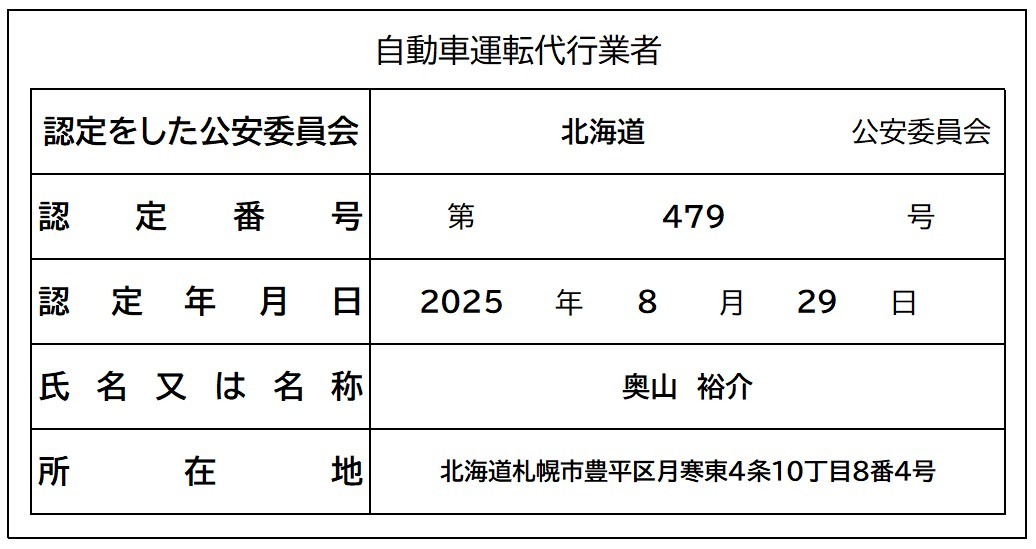 自動車運転代行業者標識